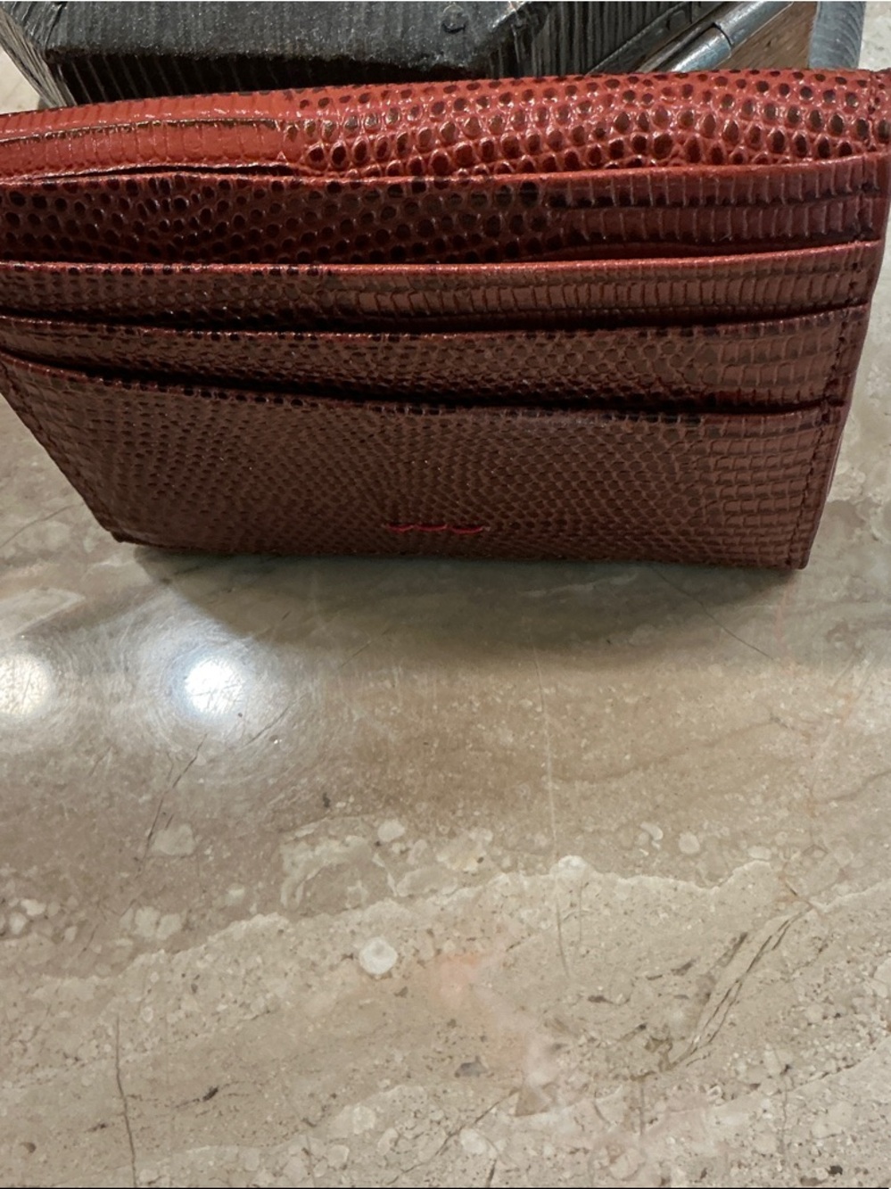 Hammitt Textured Brown Leather Snap Wallet with Gold Button - Picture 3 of 6